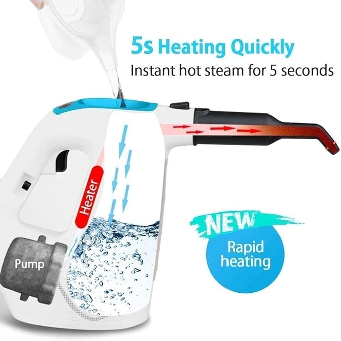 Handheld Steam Cleaner with Extension Hose 9-Piece Accessory Set Chemical-Free Cleaning.(Yellow)