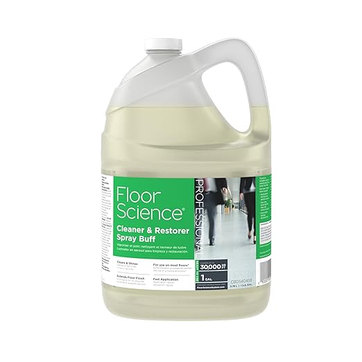 Diversey Floor Science CBD540458 Professional Cleaner and Restorer Spray Buff Cleans &amp Shines with Citrus Scent Ready-to-Use 1-Gallon (Pack of 4)