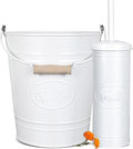 Autumn Alley Rustic Farmhouse White Bathroom Trash Can and Toilet Brush Set – Bathroom Accessories for Modern Farmhouse Charm White Trash Can with Toilet Brush and Holder 2 Gal. Capacity