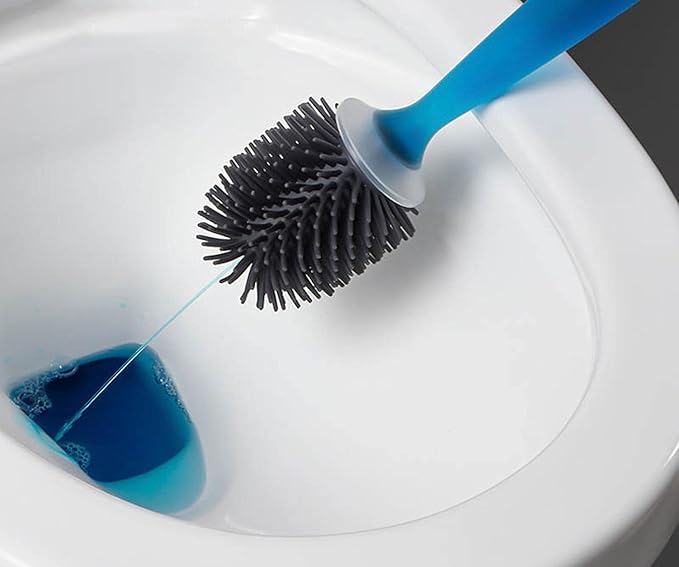 Silicon Toilet Bowl Cleaning Brush SetWall Mount Toilet Brush Refillable Toilet Brush Diatom Mud Absorbent Soft Bristled Silicone Toilet Brush