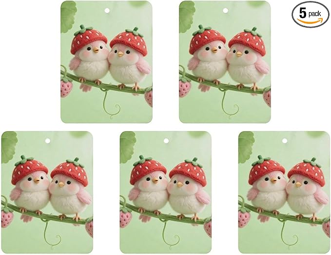 5PCS Car Air Freshener Hanging Personalized Double Sided Strawberry Bunnies Car Fresheners Long Lasting New Cars Scents Cute Automotive Freshies for Closets Drawers (tea)