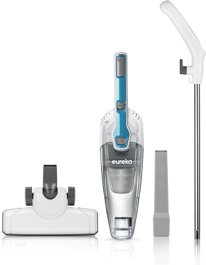 Eureka Corded Stick Vacuum Cleaner for Home Pet Hair Lightweight Stick Vacuum Cleaner with Powerful Suction for Carpet Tile and Hard Floor Aqua Blue 3-in-1 Handheld Vac NES100