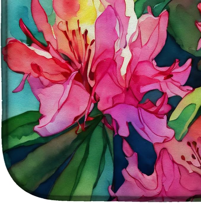 Caroline's Treasures DAC1716DDM West Virginia Rhododendrons in Watercolor Dish Drying Mat Absorbent Dish Drying Mat Pad for Kitchen Counter Dish Drainer Mat for Countertop 14 x 21 Multicolor
