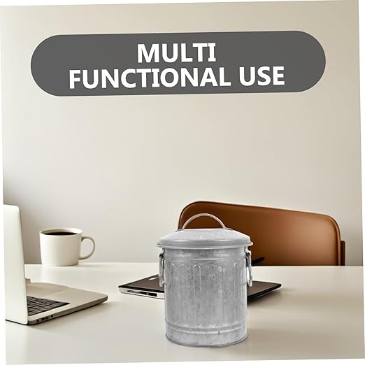 Healifty Bucket Shaped Desktop Wastebasket Small Office Trash Bin with Lid Sturdy Rubbish Container for Home Bedroom Desk Easy to Clean and Reusable