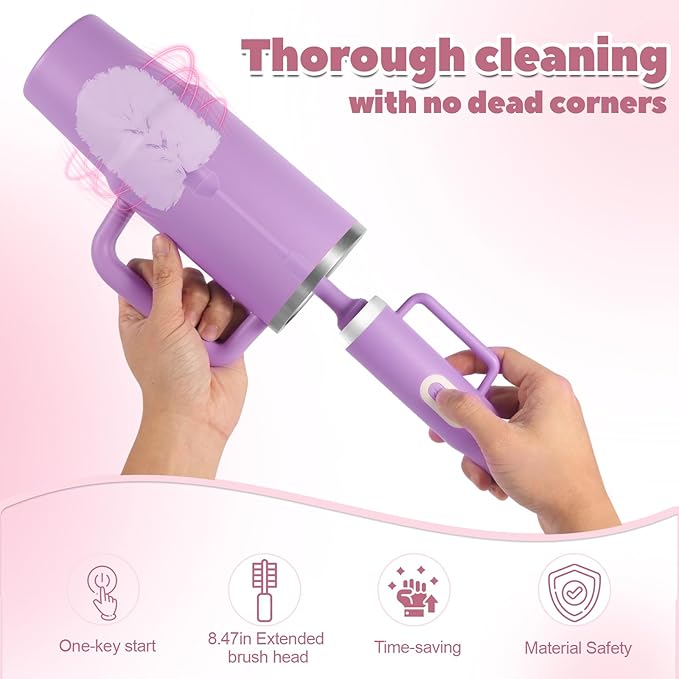 Electric Water Bottle Brush and Straw Cleaner Brush Long Handle Bottle Cleaner Brush 2 in 1 Bottle Cleaning Brush for Sports Bottles Baby Bottles Mugs StrawsStanley Cup