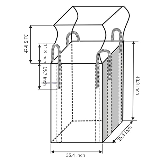 10 Pack ewori FIBC Jumbo Bulk Bag Diamond One Ton Bag 35.4L x 35.4W x 43.3H 3300lbs SWL Safty Factor 3:1 Duffle Top Flat Bottom Heavy Duty Construction Woven Polypropylene Bags (10)