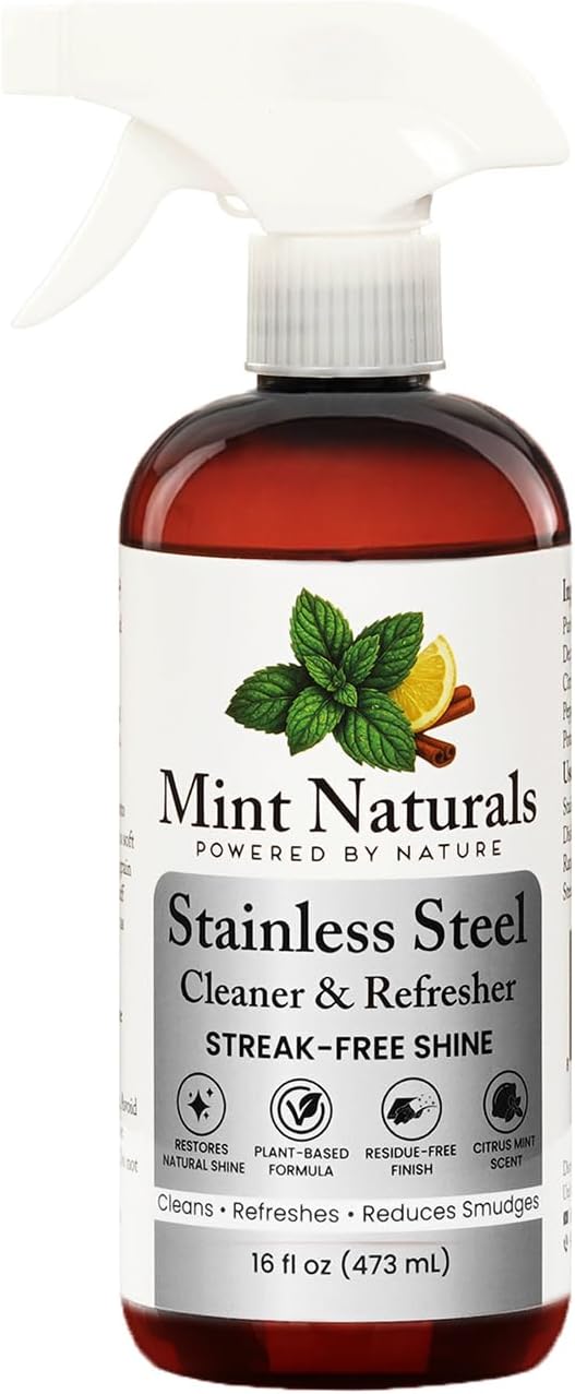 Natural Stainless Steel Cleaner &amp Polisher – Plant Based Formula That Helps Clean Restore Shine &amp Resist Fingerprints on Fridges Dishwashers Grills &amp Sinks 16 oz – Made in USA