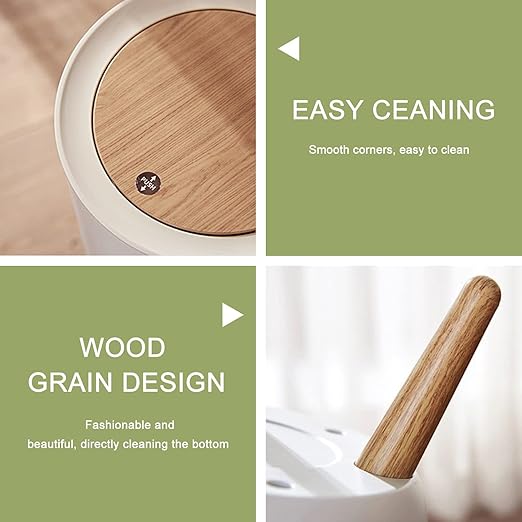 Small Bathroom Bedroom Trash Can with Lid joysticks Gaming Cool Cute Kawaii Garbage Wood Waste Bin Press Cover Round Wastebasket for Kids Boys Kitchen Nursery 7L/1.8 Gallon 8.66x14.3inch
