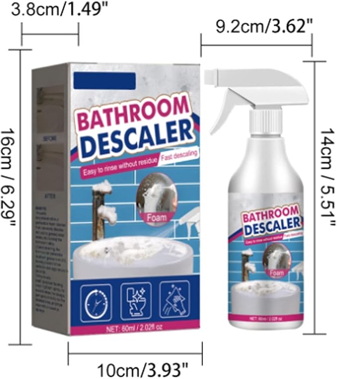 Bathroom Descaler Foam Cleaner 2025 New Bathroom Descaler Cleaner Stubborn Stains Cleaner Limescale Cleaner All Purpose Rinse Free Cleaning Spray for Bathtub Sink Toilet Tiles (2Pcs)