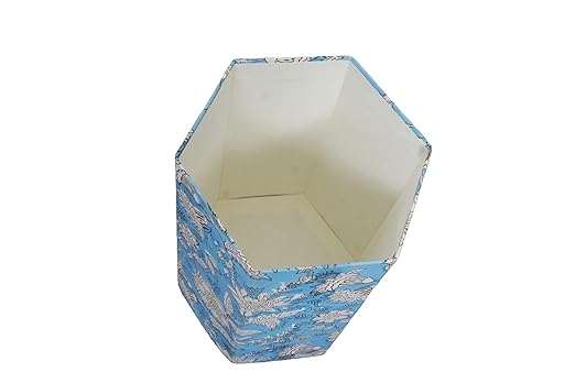 Handmade Cotton Paper Waste Basket Stylish Trash Can for Home or Office (1 Sky Blue)