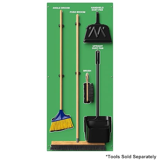 Clean &amp Sweep 5S Shadow Board/Wall Mount Broom Holder 68 x 30 Board 5S Cleaning Station - Board Only Tools Sold Separately Made in The USA by AccuformNMC Green/Black PSB114GNBK