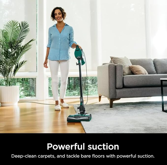 Shark Corded Stick Vacuum Ultra-Lightweight Swivel Steering Powerful Deep-Cleaning Floor-to-Ceiling Versatility Converts to a Handheld Vacuum Carpets &amp Hardfloor Green CS110EM