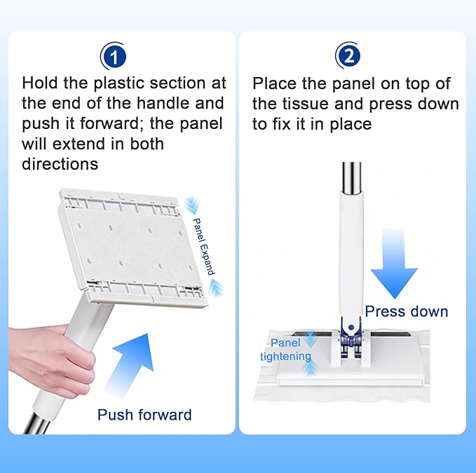 Snap Grip Mini MopCloth Changing Mini Mop360 Rotating Wet Dry for Whole House CleaningFoldable 35inch Retractable Long Handle Mopping Stick (White1*p+6*Cloth)