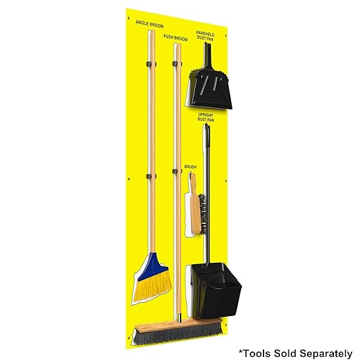 Clean &amp Sweep 5S Shadow Board/Wall Mount Broom Holder 68 x 30 Board 5S Cleaning Station - Board Only Tools Sold Separately Made in The USA by AccuformNMC Yellow/White PSB714YLWT