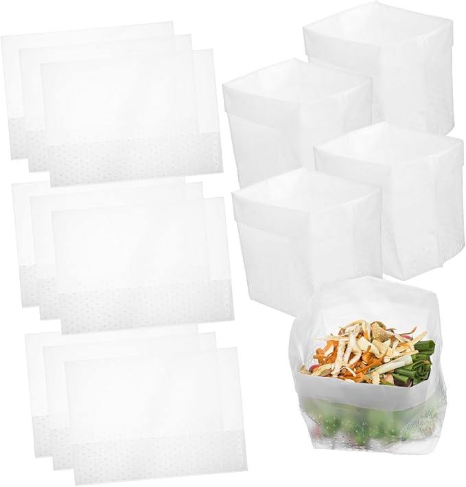 ERINGOGO 150 Pcs Transparent Self Standing Trash Bags for Kitchen Sink Waste Disposal Hollow Design for Food Soup Filtering Garbage Bags for Bathroom Bedroom Living Use