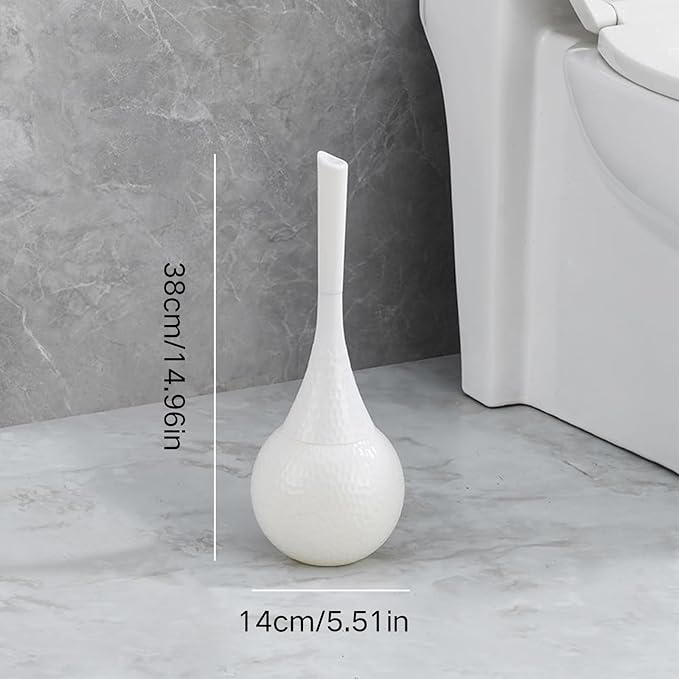 White Toilet Brush and Holder Set Modern Minimalist Bathroom Decor with Anti-Splash Shield Rust-Proof ABS Sleek Bath Accessories for Home &amp Apartment