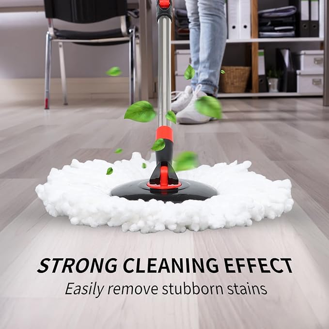 Mop and Bucket Set 360° Spin Mop and Bucket with Wringer Set and 3 Microfiber Mop Refills Stainless Steel 61'' Extended Handle Spinning Mop Bucket System for Floor Cleaning