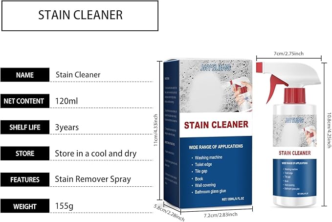 Multi-Purpose Stain Remover Spray - Kitchen &amp Bathroom Cleaner For Grease Dirt &amp Grime(2PCS)