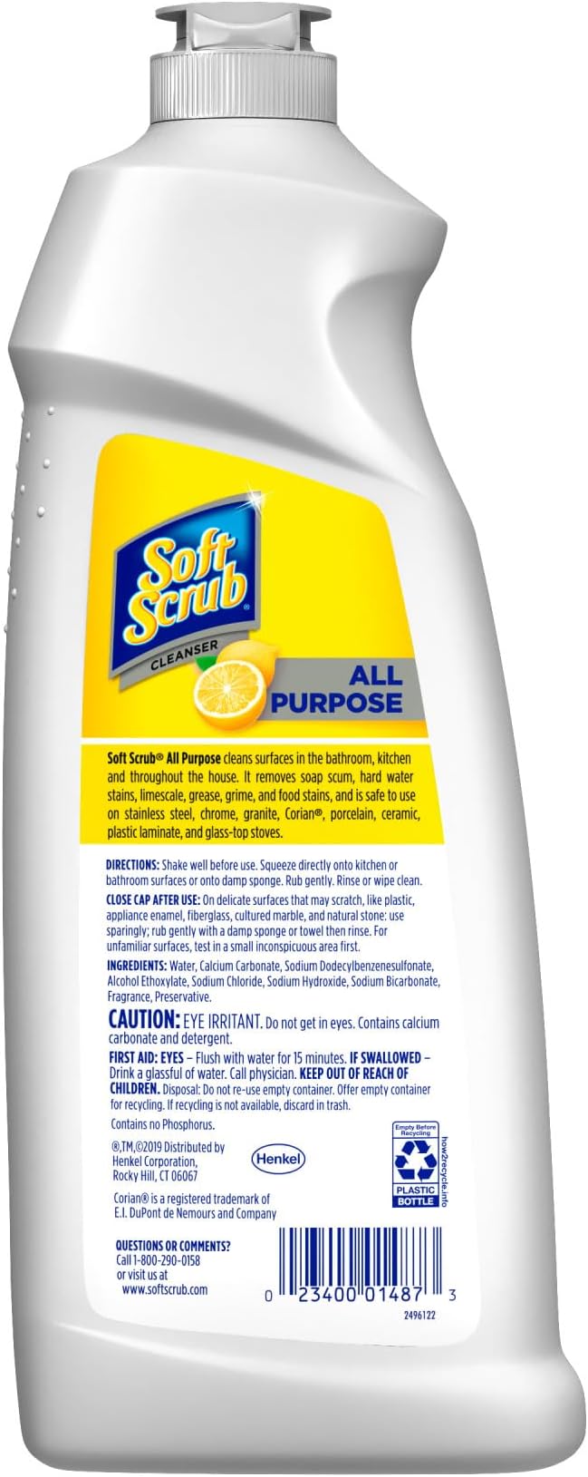 Soft Scrub All Purpose Cleaner Surface Cleanser Lemon 36 Fluid Ounces 6 Count