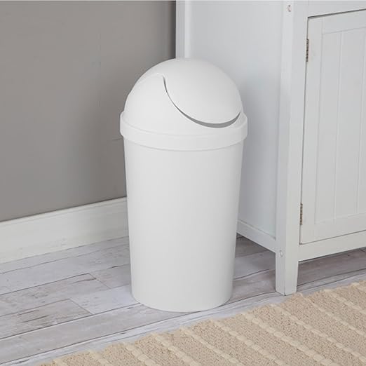 Sterilite 10838006 3 Gallon Round Swing Top Plastic Wastebasket White (12 Pack)