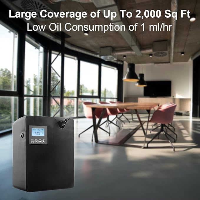 Smart Scent Air Machine with Professional Cold-Air Diffusion Technology for Home Waterless Essential Oil Diffuser 300ml HVAC Oils Large Room Business Office Spa Room (Black)