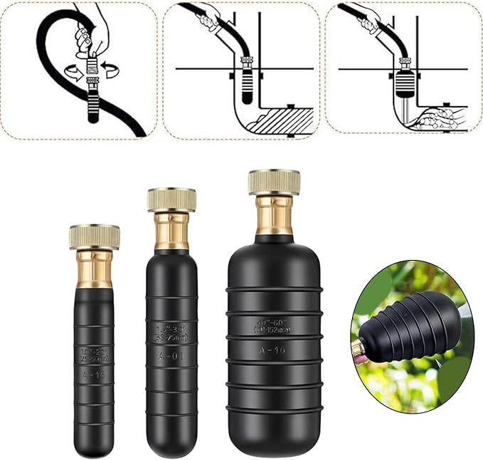 3Pcs Drain Bladders Rubber Kitchen Plumbing Hair Clog Remover Fits 1 to 6inch Pipe for Main Drain Sewer Kitchen Sinks