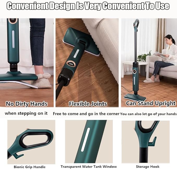 Steam Mop Hardwood Floor Steamer 500ml 1200w Handheld Steam Cleaner Steam Cleaner With 2 Steam Modes15s Fast Heat-Up For Carpet Tile Flooring Marble Cleaning Whole Home UseBlue