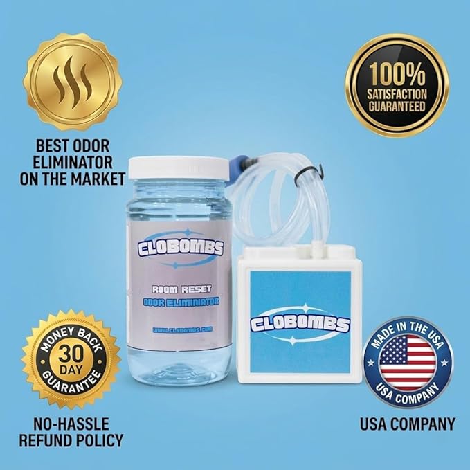 Odor Eliminator for Home - Advanced Chlorine Dioxide Odor Removal Kit Neutralizes Smoke Pet Urine Mildew &amp Skunk in 1 Hour - 400 Sq Ft Includes Bubbler