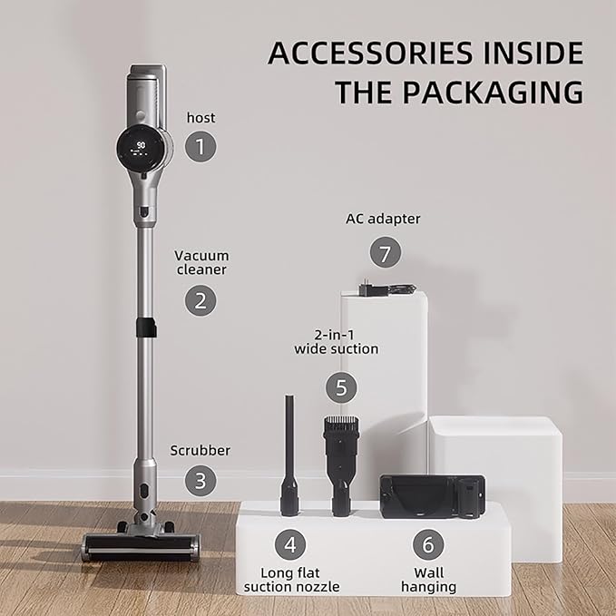 Cordless Vacuum Cleaner Handheld Vacuum Cleaner Up to 50 Minutes Powerful Suction Rechargeable Lightweight Vacuum with LED Light for Home Hard Floors Pet Hair Carpet Car