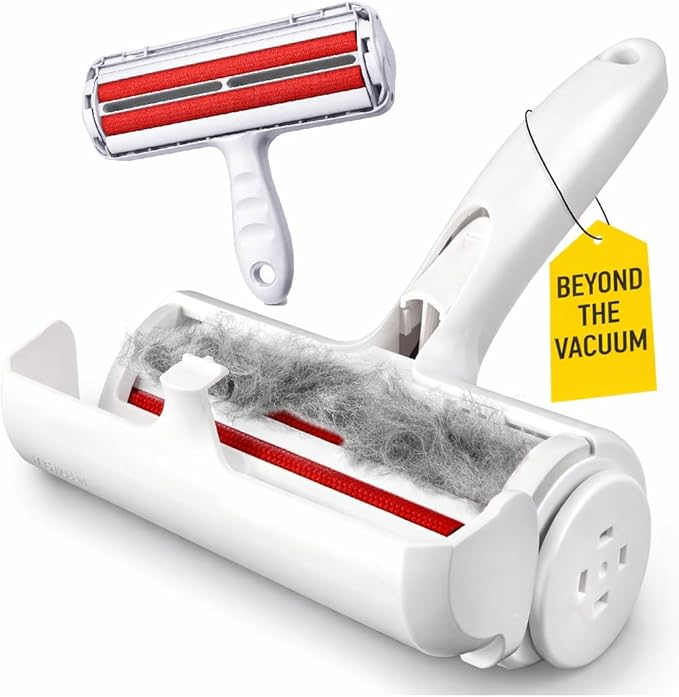 Reusable Pet Hair Remover Roller – Heavy Duty Manual Lint Roller for Dog &amp Cat Hair – Furniture Couch Carpet Rugs &amp Car Seats – Durable ABS Portable &amp Eco-Friendly