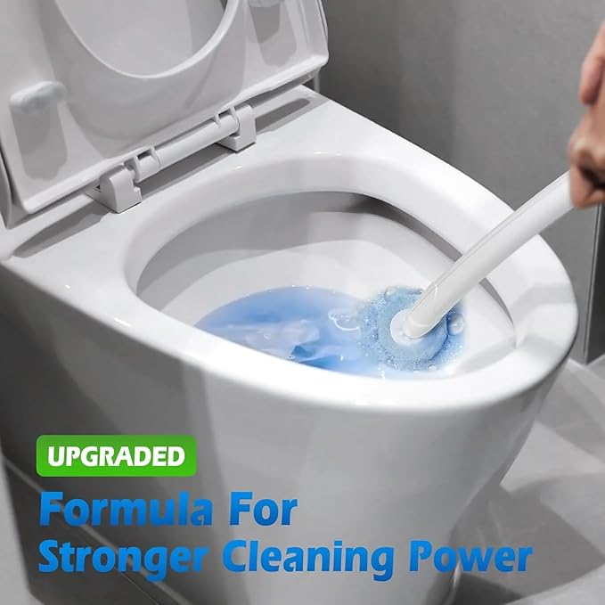 60 Pack Disposable Toilet Brush Refill Heads 3-Layer Dissolvable Cleaning Pads with Detergent Universal Fit for Most Toilet Wand Handles Bathroom Cleaning Supplies Bulk Value Pack