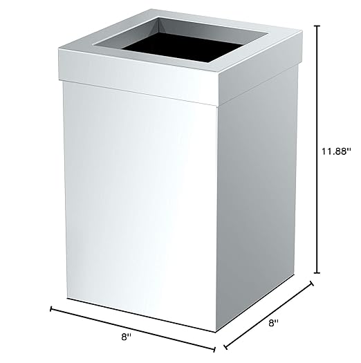 Gatco Small Bathroom Trash Can With Lid Square 3 Gallon Stainless Steel Wastebasket Under Sink Chrome For Bathroom Bedroom Office (1913)