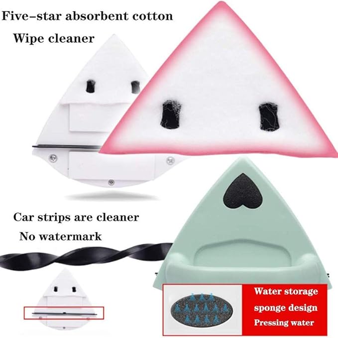 Light Green Glass WipeMagnetic Window Cleaner Side Surface Cleaning Brush Wiper Squeegee