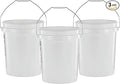 United Solutions 5 Gallon Bucket - 3 Pack White Heavy Duty BPA-Free Plastic Bucket Comfortable Handle Easy to Clean Perfect for on The Job Home Improvement or Household Cleaning