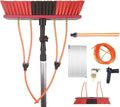 5-12m Window Cleaning Pole Water/Hose Fed Pole Telescopic Window Cleaner for Cleaning photovoltaic and Solar Panels and Other Cleaning Activities（9m/30ft Rod30cm Brush Head）