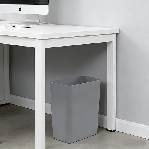 Basics Small Trash Can Rectangular Commercial Office Wastebasket 4.5 Gallon (Pack of 3) Grey