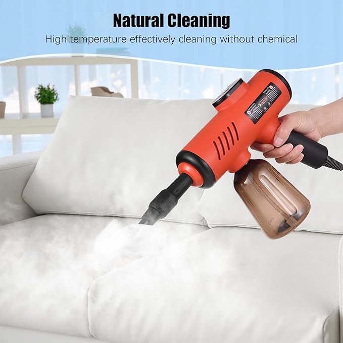Handheld Steam Cleaner 1500W Portable Steamer for Cleaning with 600ml Removable Tank &amp 7 Accessories - Adjustable 3-Temperature Control Fast Heating &amp Deep Cleaning for Home (US plug)