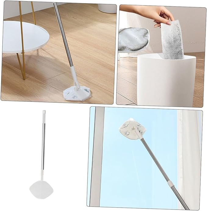 Rotatable Dust Mop and Dry Cleaning Mop Set with Washable Microfiber Pad Small Triangle Floor Duster for Hardwood and Wood Floors Home Cleaning Tool with Reusable