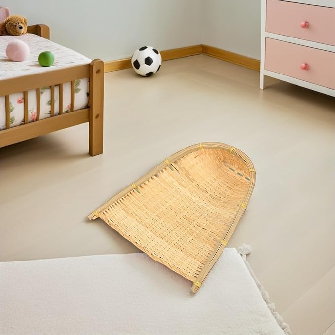 COHEALI 2-Pack Bamboo Weaving Dustpan 11.81In Durable Lightweight Handmade Bamboo Mini Dustpans for Kids DIY Crafts &amp Farmhouse Wall Decor Kindergarten Home Dollhouse