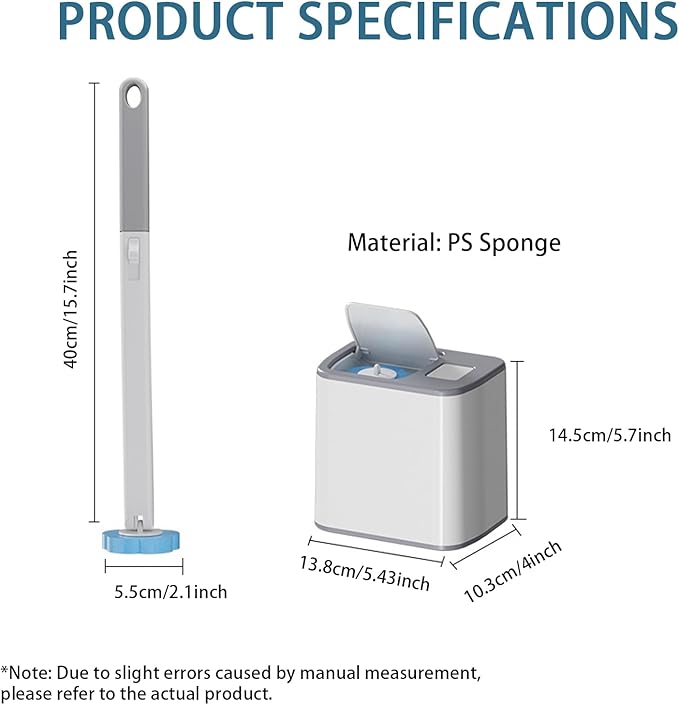 Disposable Toilet Brush Set 24 Refills Extended Handle for Deep Cleaning and Hygienic Bathroom Maintenance Gray
