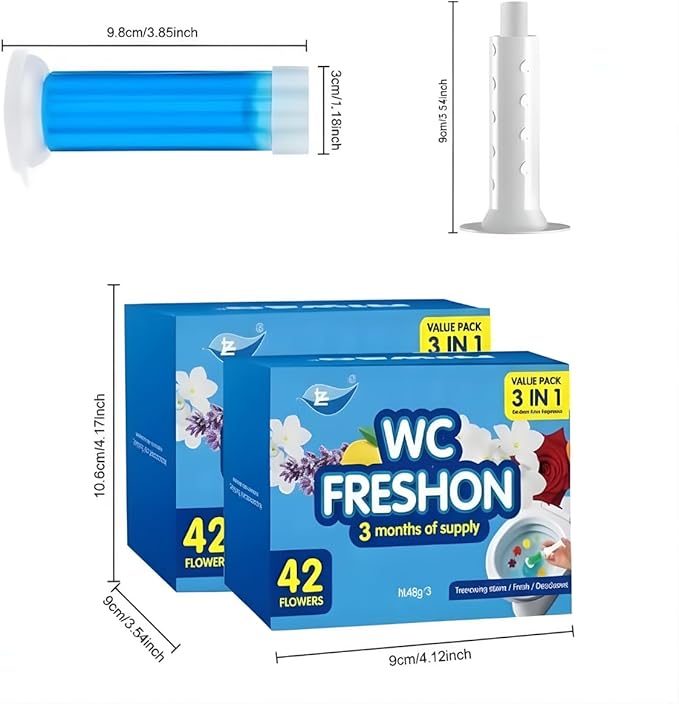 LWW Toilet Bowl Gel Stamp Cleaner 42 Long-Lasting Flower Scent Stamps Automatic Toilet Cleaner Gel No-Touch Rim Freshener &amp Deodorizer 3 Pack Up to 3 Months Freshness