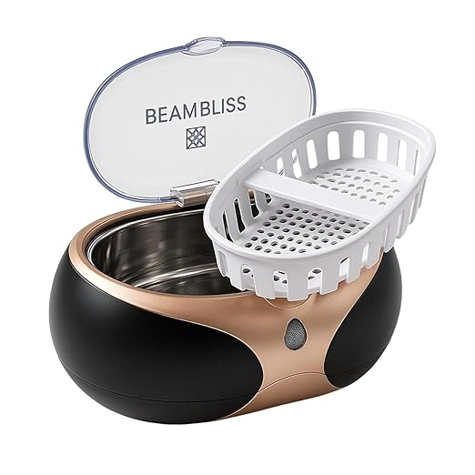 40W Professional Ultrasonic Jewelry Cleaner with 3-Minute Auto Timer 42kHz to 48kHz Gold Jewelry Cleaner Glasses Watches &amp Mouth Guard Cleaner 20oz 304 Stainless Steel Tank