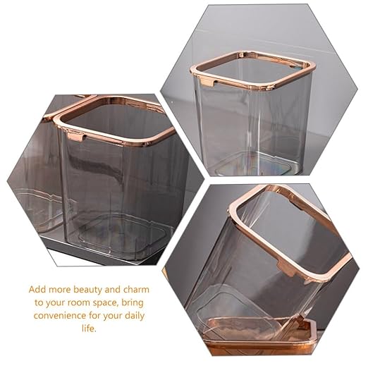 Kichvoe Portable Transparent Trash Waste Bin for Home Office Simple Design for Bedroom Kitchen Rubbish Container for Organization