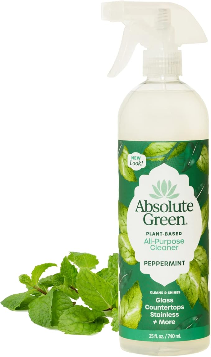 Absolute Green All Purpose Cleaner Spray Non-Toxic Kitchen Bath Countertop Stainless Safe around Kids + Pets Natural Peppermint Scent 25 oz (6 Pack)