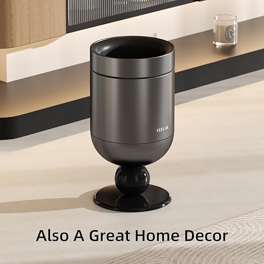 Bathroom Trash Can with Lid - Motion Sensor Smart Garbage Bin with Toilet Brush 2 Gallon / 7L Small Automatic Trash Can Odor-Control for Bathroom (Grey-Top Open)