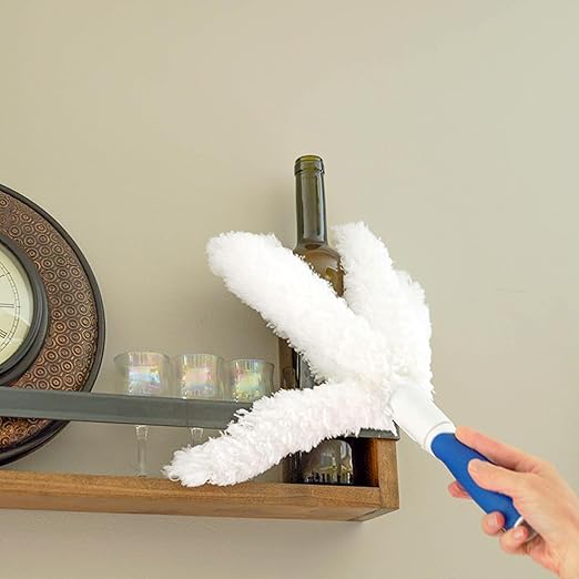 Unger Connect and Clean Microfiber Feather Duster for Household Cleaning and Dusting Cleans Fragile Objects Glassware Vases Picture Frames Machine Washable Compatible with Threaded Pole
