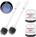 Electric Toilet Bowl BrushSilicone Toilet BrushToilet Bowl Brush and Holder Set with Ventilated HolderToilet Brush Floor Standing Wall Mounted Without DrillingRechargeable 2packs