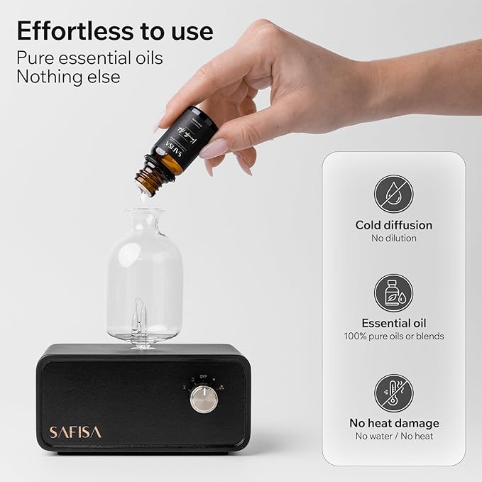 Waterless Essential Oil Diffuser Scent Diffuser for Home 700 Sq. Ft. Portable Waterless Diffuser Nebulizing Cold Air Cordless Diffuser for Large Room Rechargeable Smart Hotel-Style