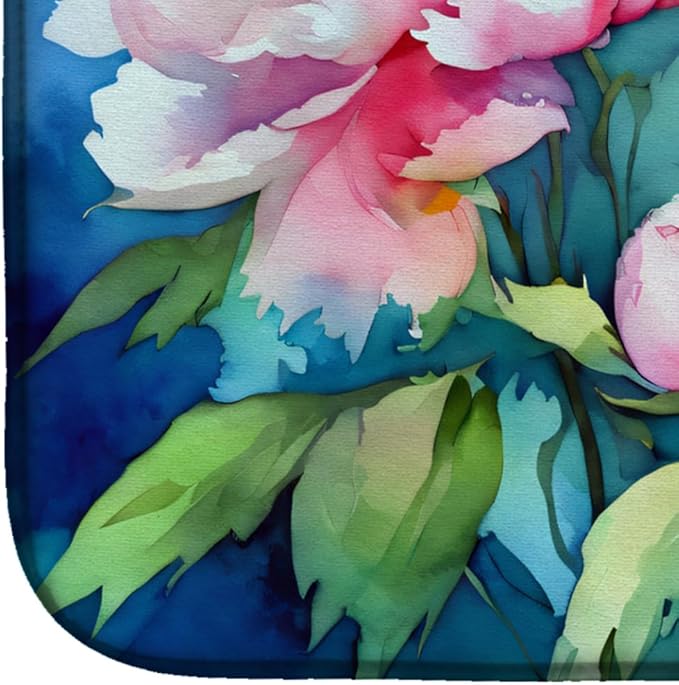 Caroline's Treasures DAC1593DDM Peonies in Watercolor Dish Drying Mat Absorbent Dish Drying Mat Pad for Kitchen Counter Dish Drainer Mat for Countertop 14 x 21 Multicolor