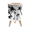Bathroom Trash Can with Lid Black White Photo Palm Trees Garbage Bin Waste Basket for Kitchen Office Bedroom Decoration Diaper Pail 1.8 Gallon